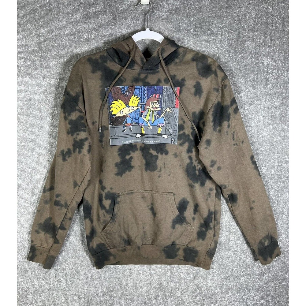 Nickelodeon Hey Arnold Stoop Kid Football Head Tie Dye Hoodie Mens Medium Brown - Picture 1 of 16